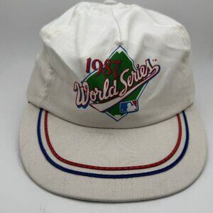 Vintage 1987 World Series MLB Hat Snapback White Annco Made in USA Baseball Cap